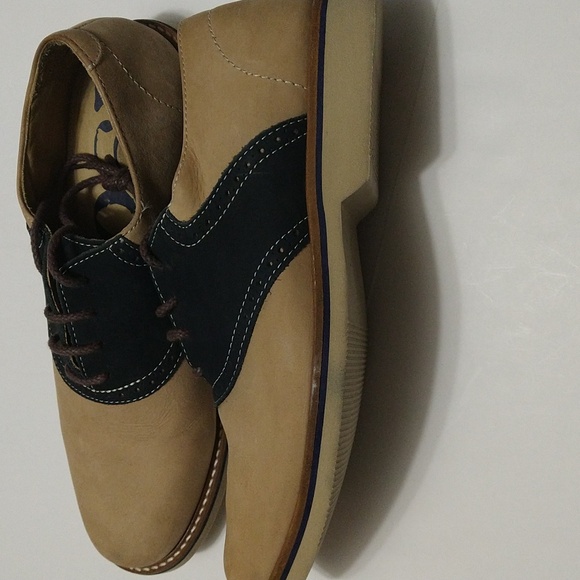 1901 Suede Navy & Tan Lace Up Oxford Shoes Size 8M #S-177 - Picture 2 of 7